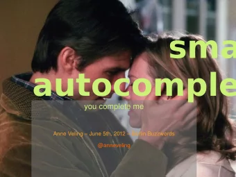 smart  autocomple  you complete me  Anne Veling  June 5th, 2012  Berlin Buzzwords