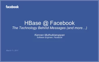 HBase @ Facebook The Technology Behind Messages (and more  ) Kannan Muthukkaruppan  Software