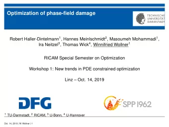 Optimization of phase-field damage Robert Haller-Dintelmann 1 , Hannes Meinlschmidt 2 , Masoumeh