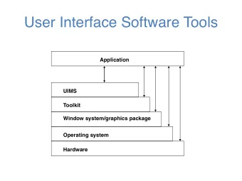 User Interface Software Tools  Application  UIMS  Toolkit  Window system/graphics package