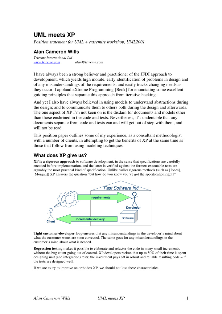 uml meets xp