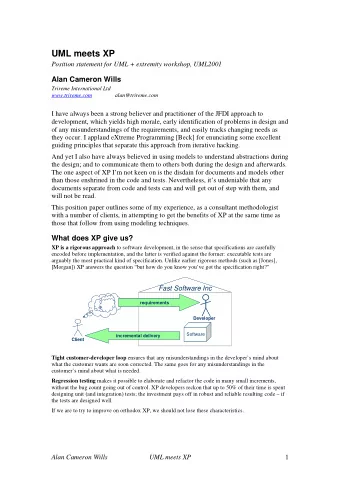 UML meets XP  Position statement for UML + extremity workshop, UML2001  Alan Cameron Wills  Trireme