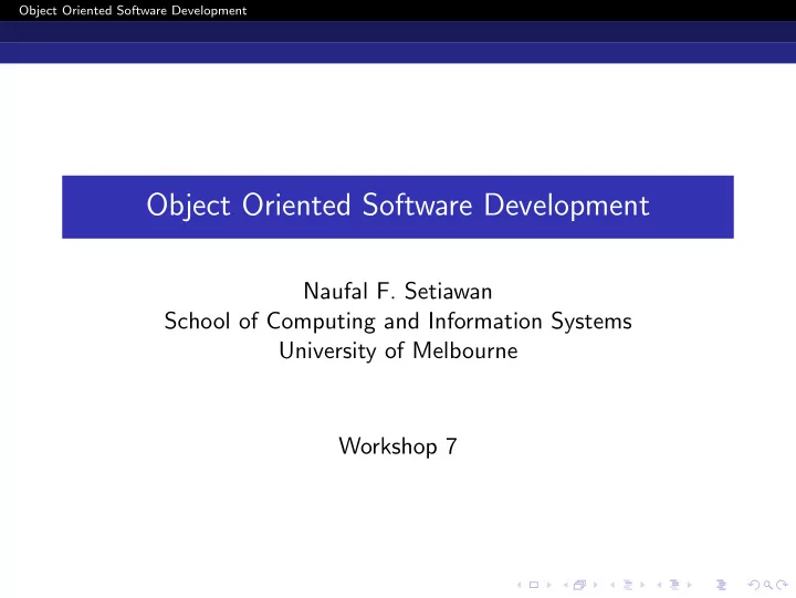 object oriented software development