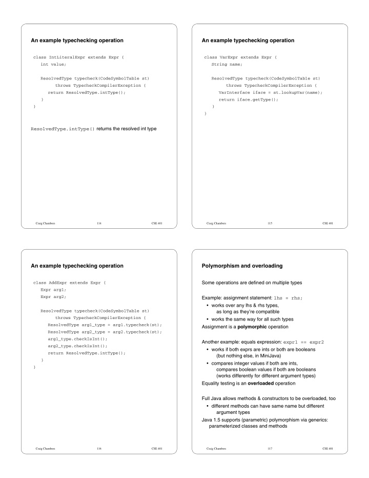 an example typechecking operation an example typechecking