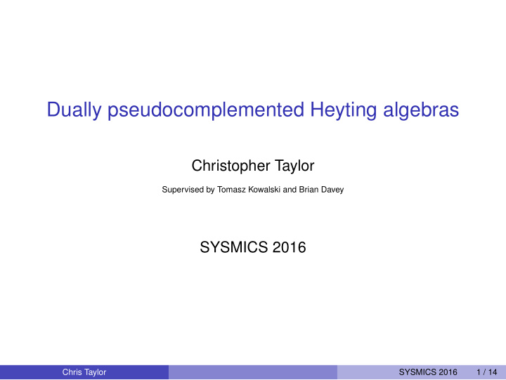 dually pseudocomplemented heyting algebras