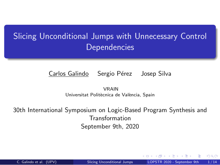 slicing unconditional jumps with unnecessary control