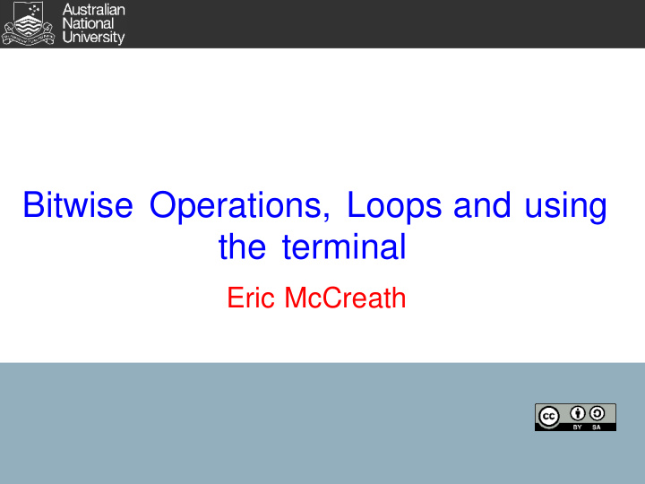 bitwise operations loops and using the terminal
