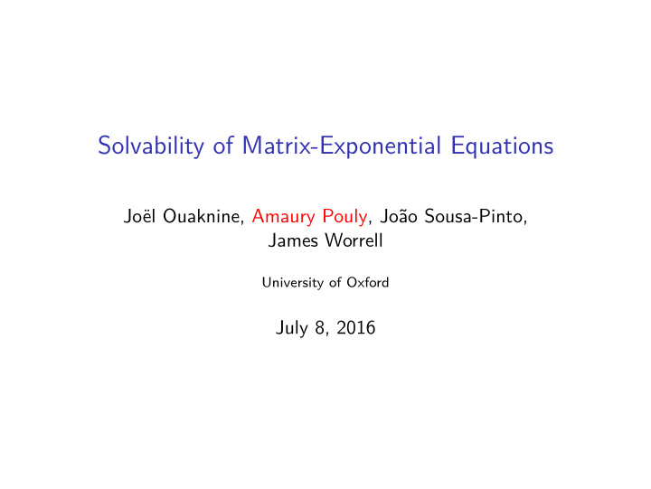 solvability of matrix exponential equations