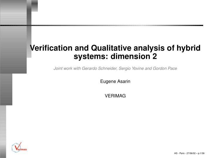 verification and qualitative analysis of hybrid systems
