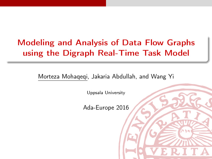 modeling and analysis of data flow graphs using the