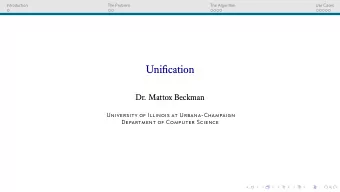 Unifjcation  Dr. Mattox Beckman  University of Illinois at Urbana-Champaign  Department of Computer