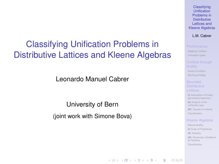 classifying unification problems in