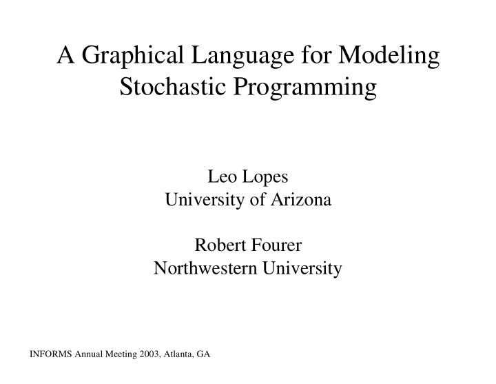 a graphical language for modeling stochastic programming