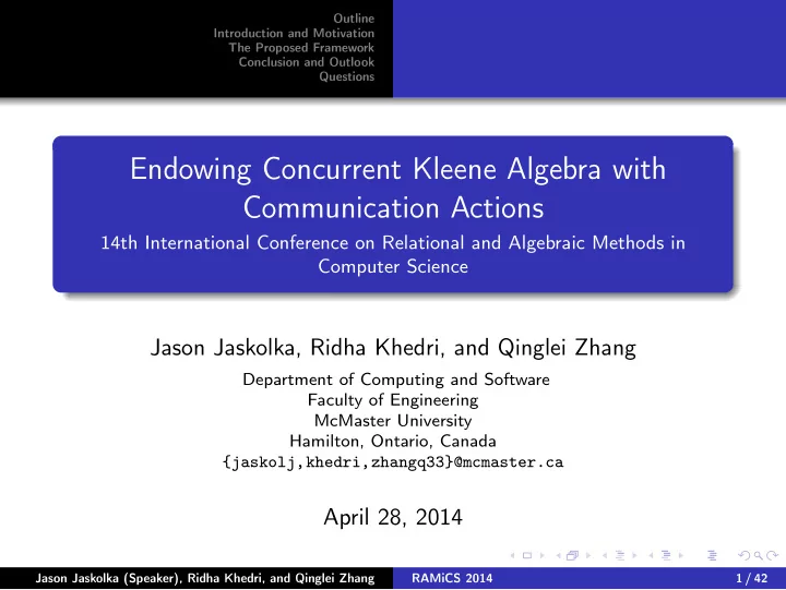 endowing concurrent kleene algebra with communication