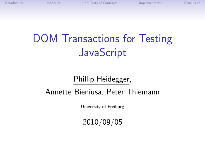 dom transactions for testing javascript