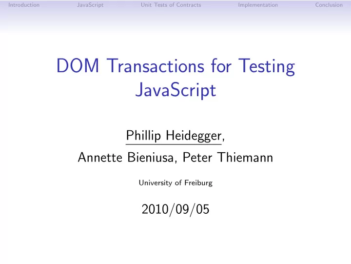 dom transactions for testing javascript