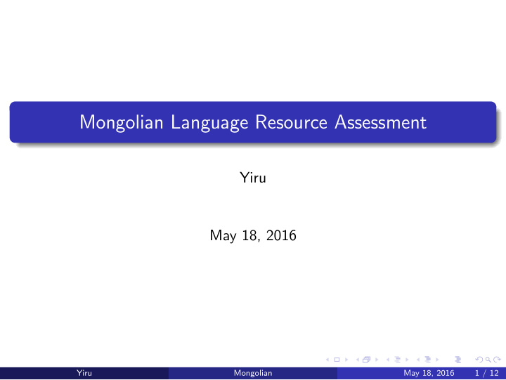 mongolian language resource assessment