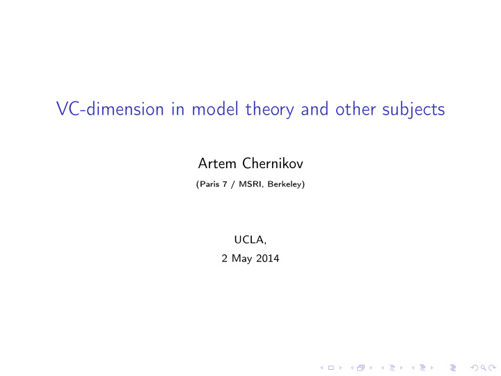 vc dimension in model theory and other subjects