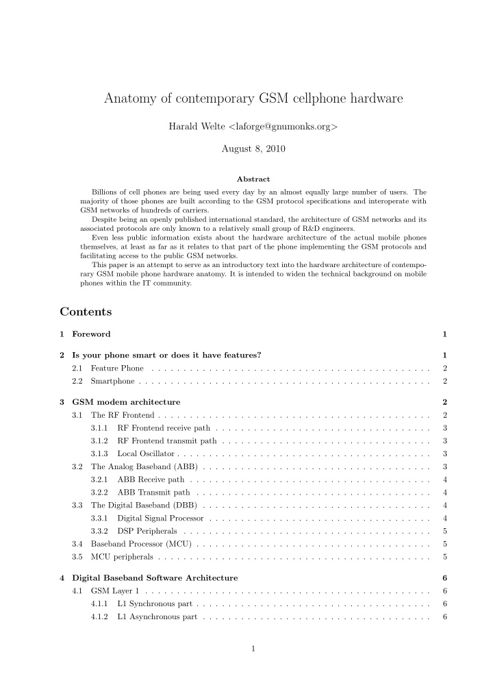 anatomy of contemporary gsm cellphone hardware