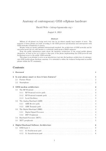 Anatomy of contemporary GSM cellphone hardware Harald Welte &lt; laforge@gnumonks.org &gt;  August