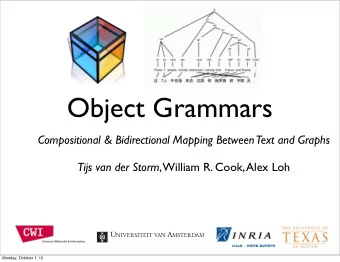 Object Grammars  Compositional &amp; Bidirectional Mapping Between  Text and Graphs Tijs van der