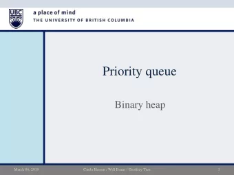 Priority queue  Binary heap  March 06, 2019  Cinda Heeren / Will Evans / Geoffrey Tien  1  REMINDER