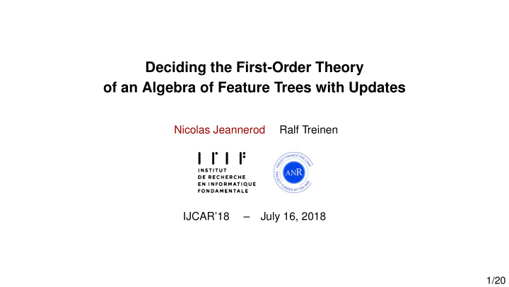 deciding the first order theory of an algebra of feature