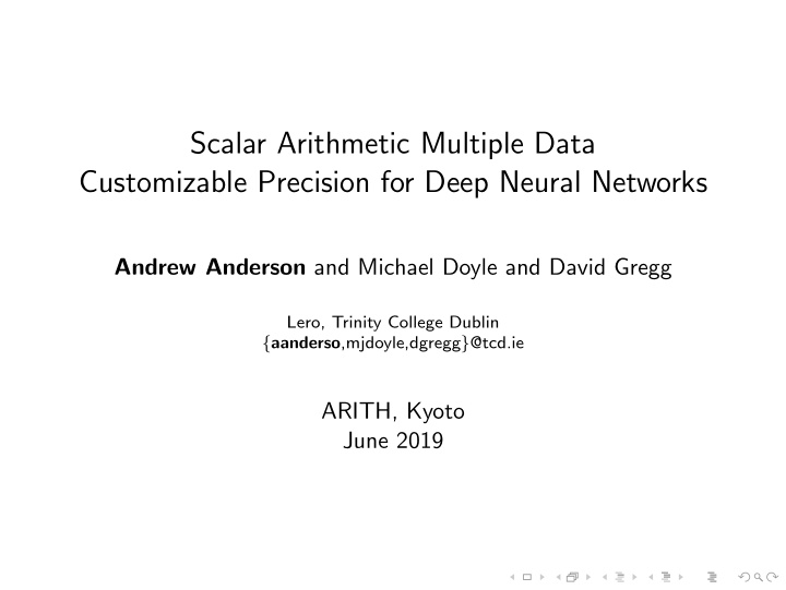 scalar arithmetic multiple data customizable precision