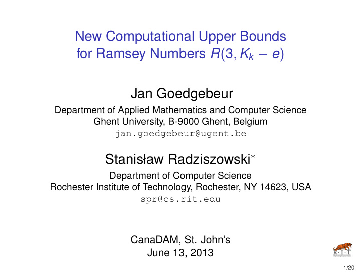 new computational upper bounds for ramsey numbers r 3 k k