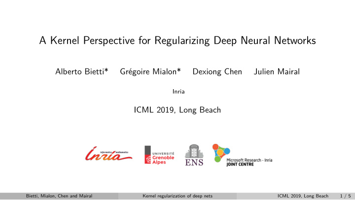 a kernel perspective for regularizing deep neural networks