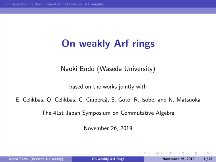 on weakly arf rings