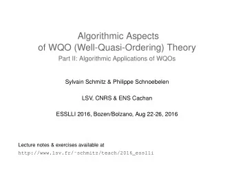 Algorithmic Aspects  of WQO (Well-Quasi-Ordering) Theory  Part II: Algorithmic Applications of WQOs