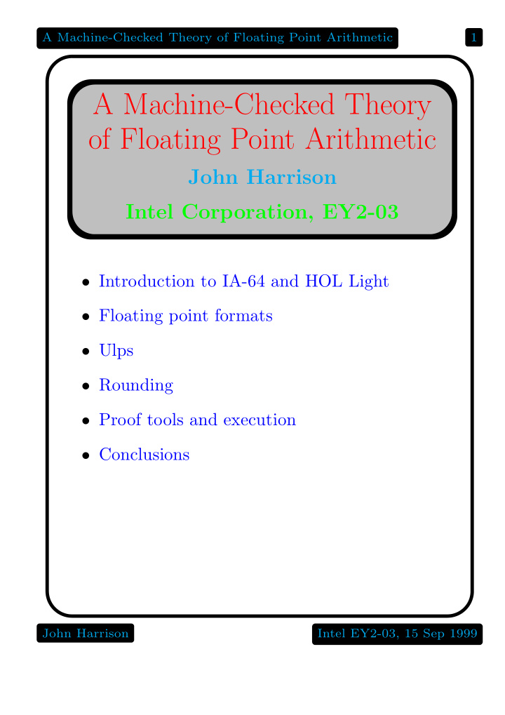 a machine checked theory of floating point arithmetic