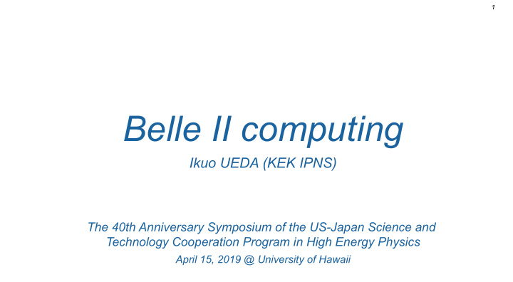 belle ii computing