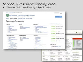 Service &amp; Resources landing area  Themed into user-friendly subject areas    Subject landing