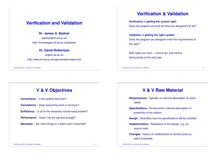 verification validation