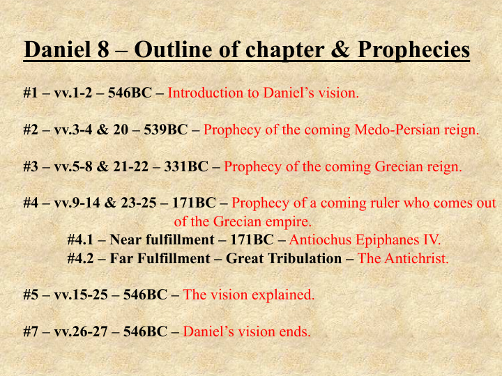 daniel 8 outline of chapter prophecies