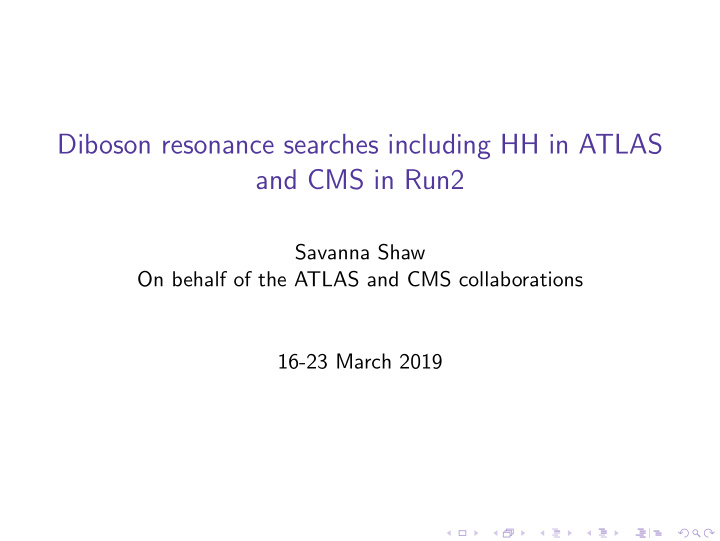 diboson resonance searches including hh in atlas and cms