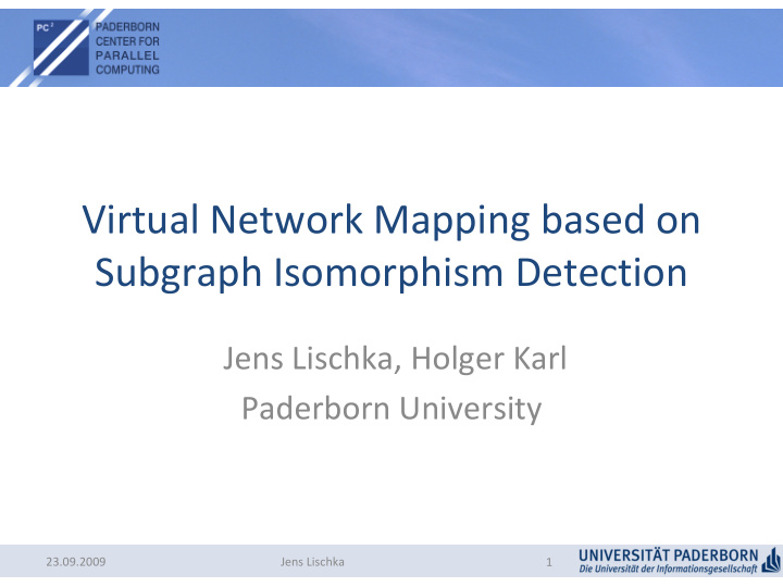 virtual network mapping based on subgraph isomorphism