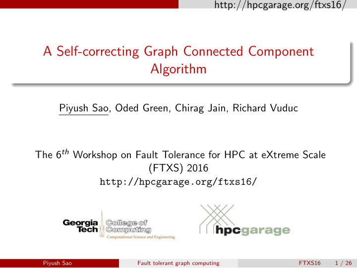 a self correcting graph connected component algorithm