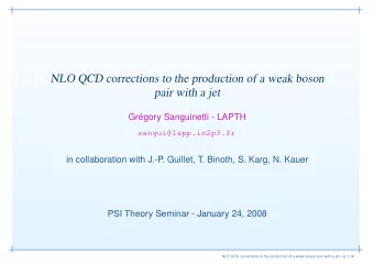 NLO QCD corrections to the production of a weak boson  pair with a jet  Gr  egory Sanguinetti -