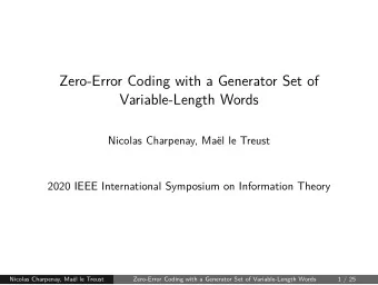 Zero-Error Coding with a Generator Set of  Variable-Length Words  Nicolas Charpenay, Mal le