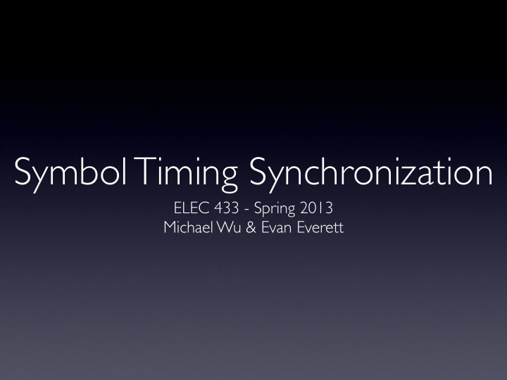 symbol timing synchronization