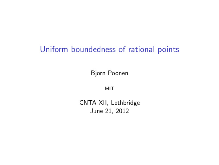 uniform boundedness of rational points