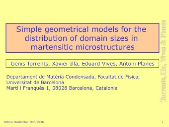 Simple geometrical models for the  distribution of domain sizes in  martensitic microstructures