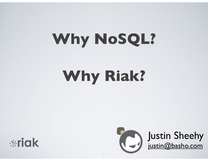why nosql why riak