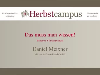 Das muss man wissen!  Windows 8 fr Entwickler  Daniel Meixner  Microsoft Deutschland GmbH
