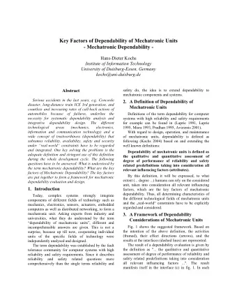 Key Factors of Dependability of Mechatronic Units  - Mechatronic Dependability -  Hans-Dieter Kochs