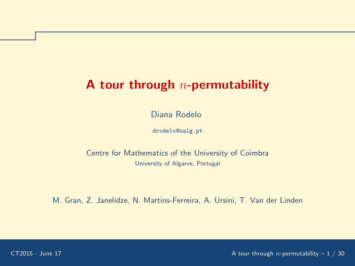 a tour through n permutability