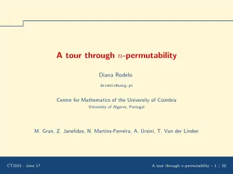 A tour through n -permutability  Diana Rodelo  drodelo@ualg.pt  Centre for Mathematics of the